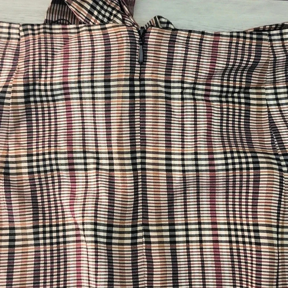 🛍Zara‎ Woman Brown Plaid Tie Front Back Zip Pencil Skirt Womens Size Medium - Picture 9 of 10